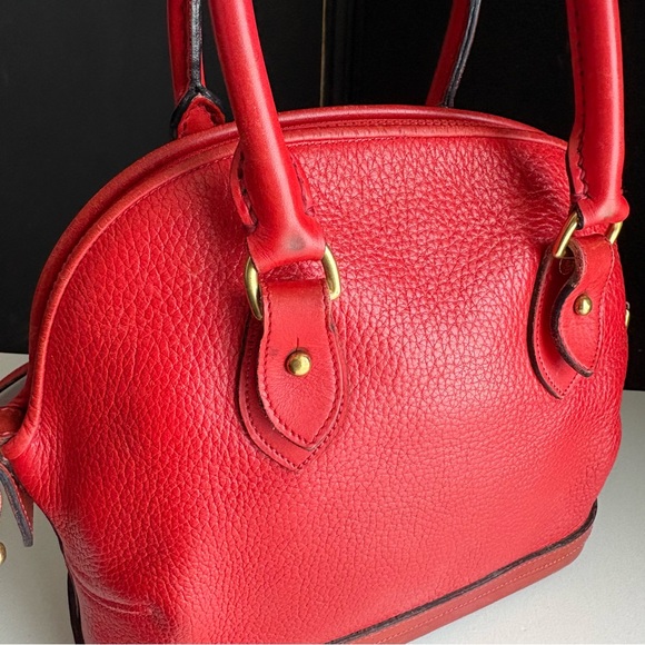 Dooney and Bourke awl Red Leather Norfolk Dome Satchel Bag - Picture 9 of 16